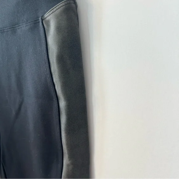Spanx Women’s Black Faux Leather Panel Ponte Leggings, Size Small - Picture 8 of 13